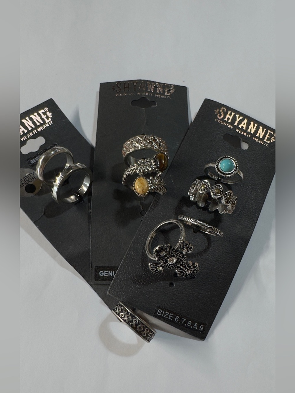 Shyanne Silver-Tone Women's Mixed Ring Set with Turquoise & Yellow Stones